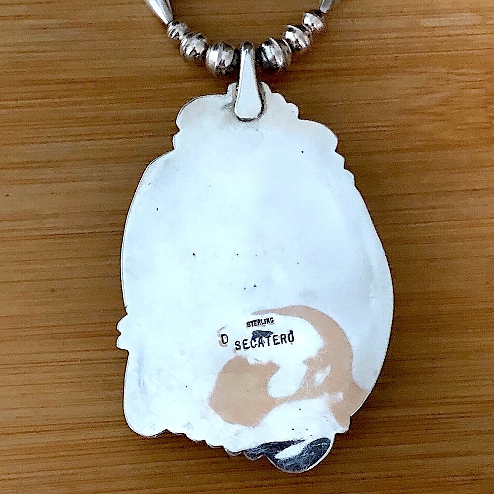 $725 Signed Designer Navajo Pendant & Necklace Marked D. SECATERO STERLING - Picture 12 of 12
